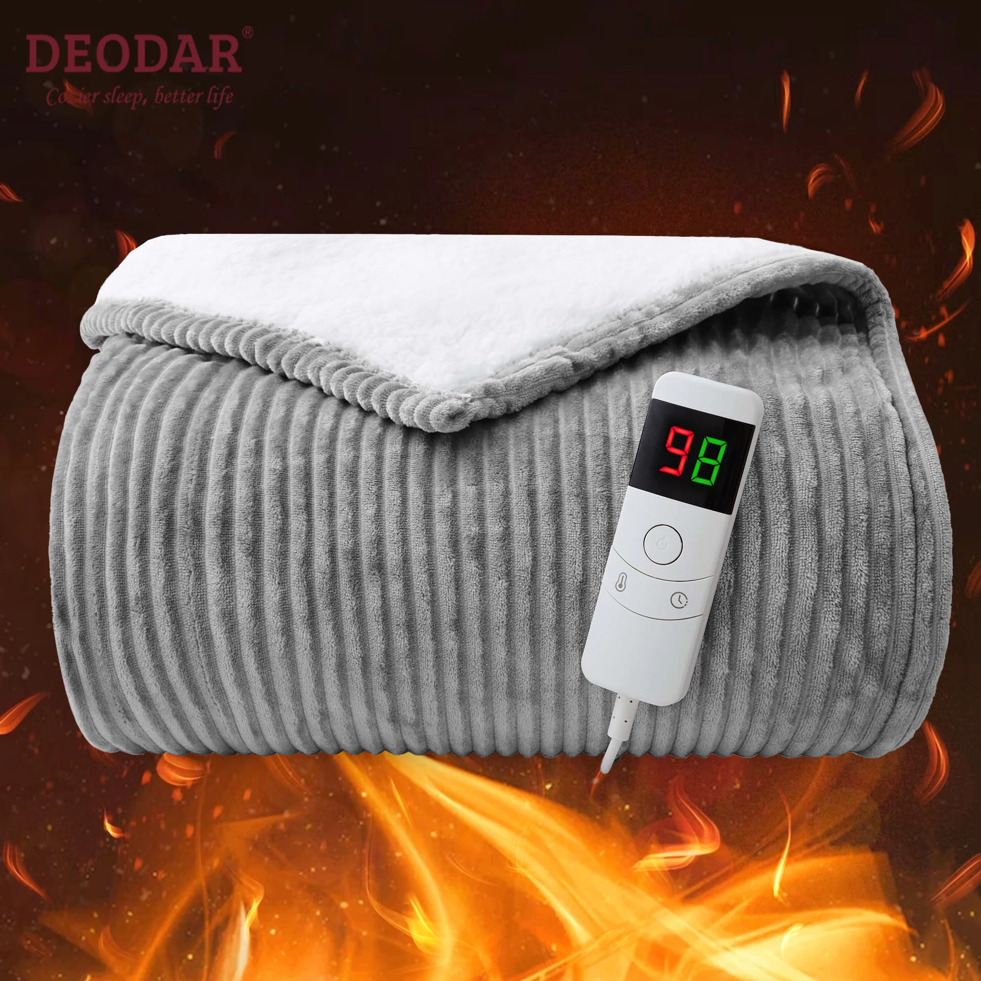 DeodarFlannelHeatedThrowBlanket110V130VFastHeatElectric