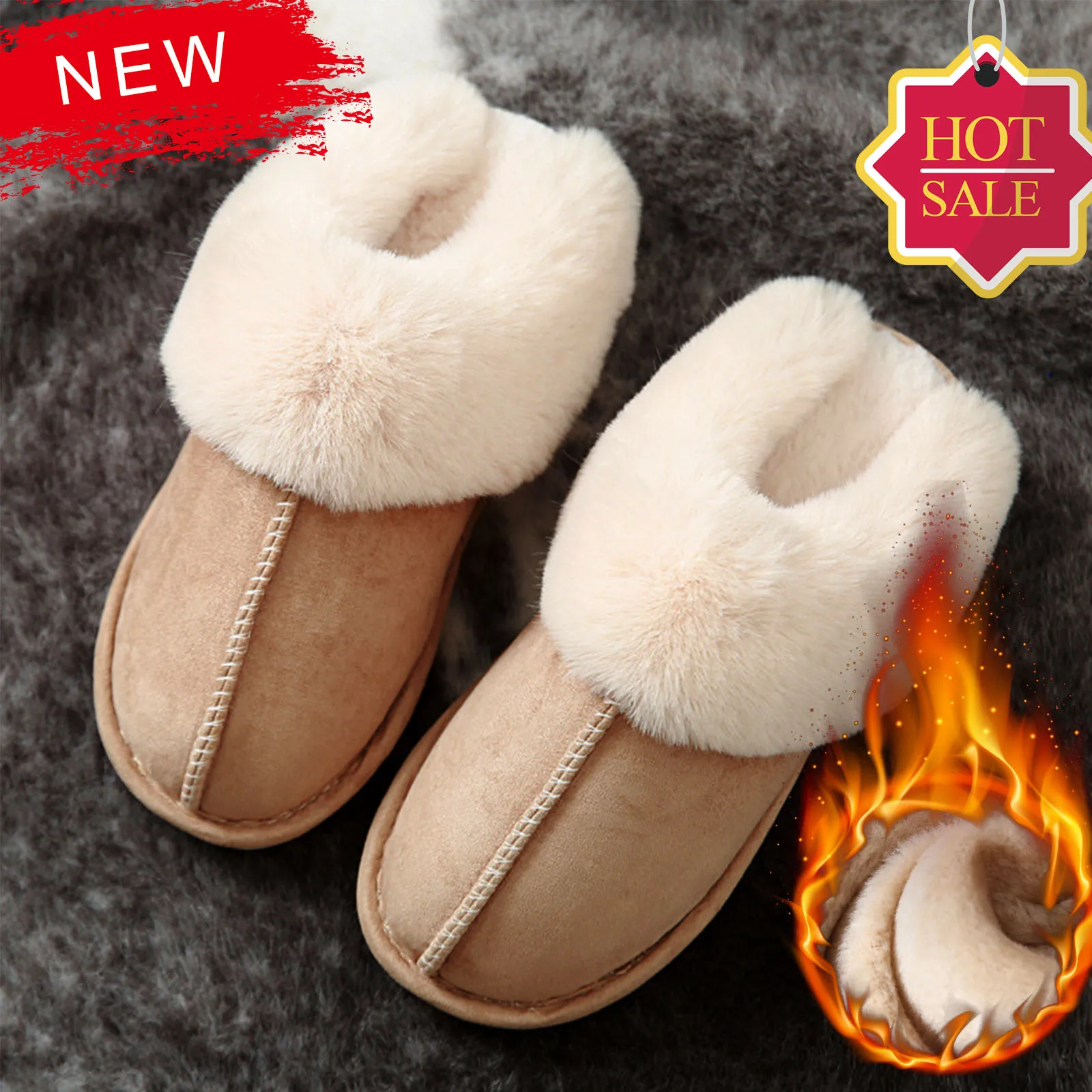 Fur Soft Slippers Women Winter Plush Sandals Luxury anti Slip on Platform Slides Female Thick Sole Designer Cotton Home Shoes