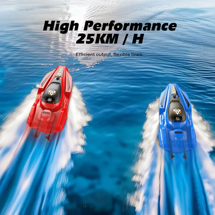 Télécommande 2.4GHz avec le bateau RC étanche posé près d'une piscine