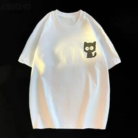 Femme décontracté impression col rond manches courtes T-Shirt 2025 nouvelle tendance d'été tout-match lâche dessin animé pull haut T-Shirt femmes vêtements 3