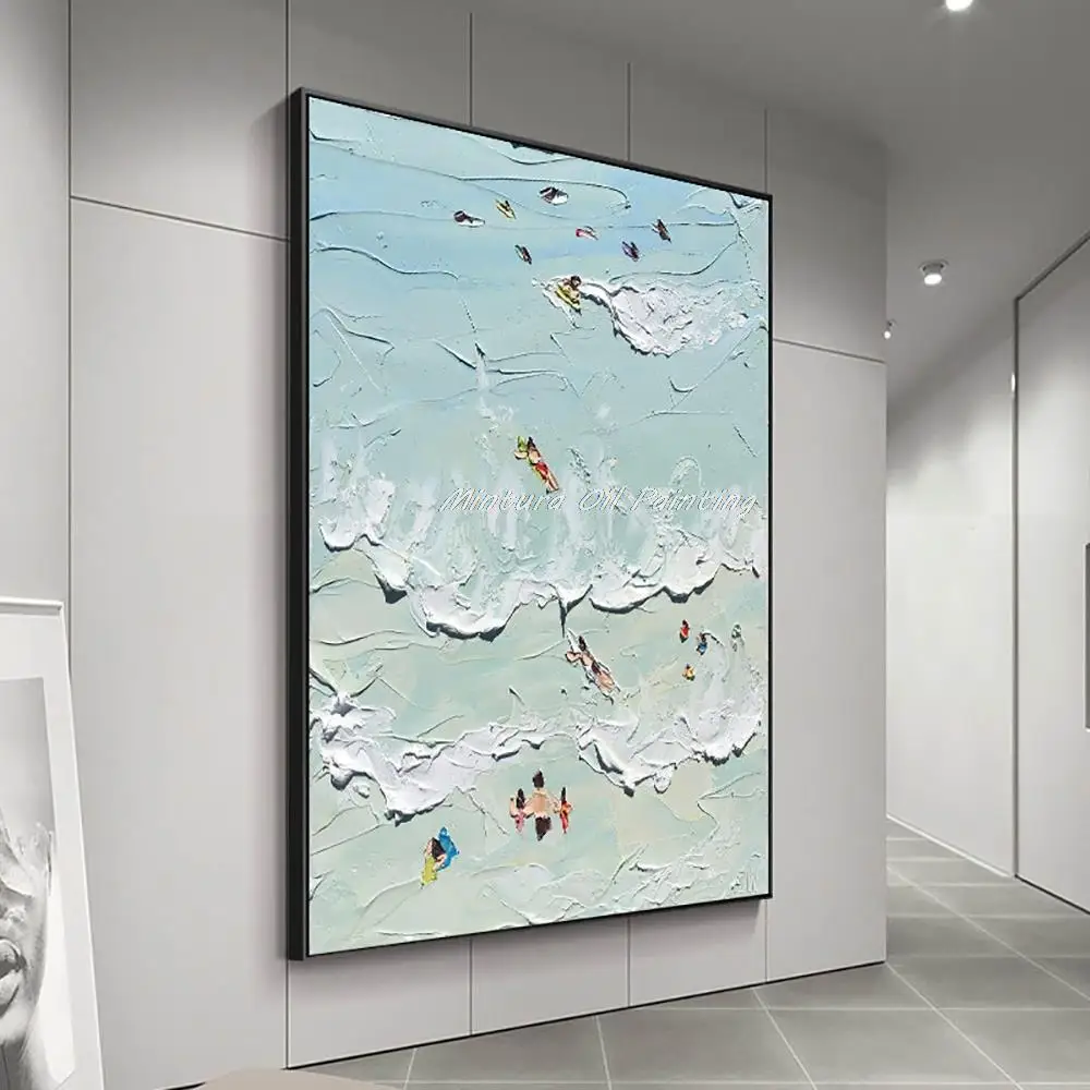 Mintura 100% Handpainted Handmade Sandy Beach Thick Oil Paintings on Canvas Wall Art Picture For Living Room Home Decor Unframe |