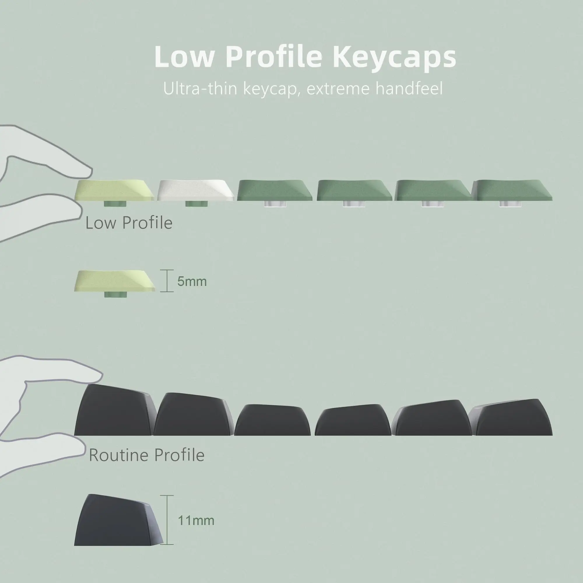 Custom Green Low Profile Pbt Keycaps Double Shot Gateron Cherry mx Switches Gamer Teclado Mecânico 143 Chaves - Imagem 3