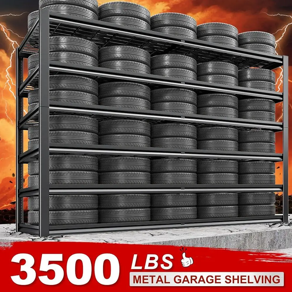 Heavy Duty Garage Shelving 3500LBS Load Capacity 6 Tier Adjustable Metal Storage Rack Industrial Shelves Office Home Gym 6