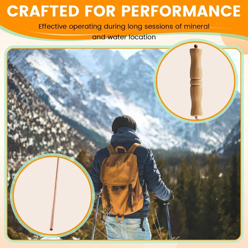Copper Dowsing Rods Kit For Divination Tool-Natural Wooden Handles Divining Rods