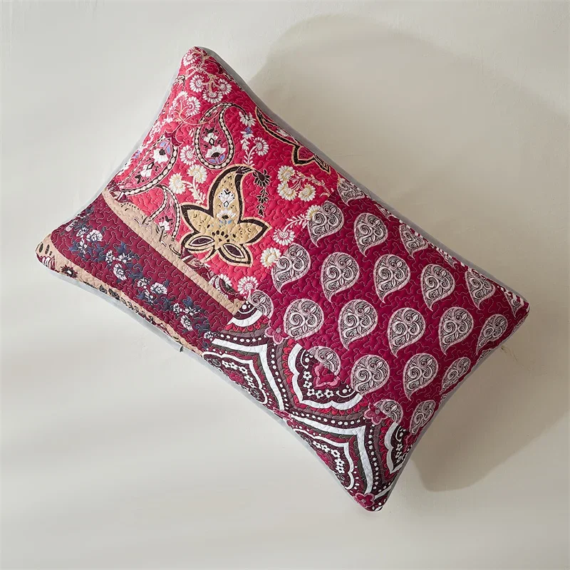 3pcs Set Ultrasonic Wash Cotton Printed Pastoral Quilted Bedspread Soft Breathable Bedsheet 2 pcs pillowcase
