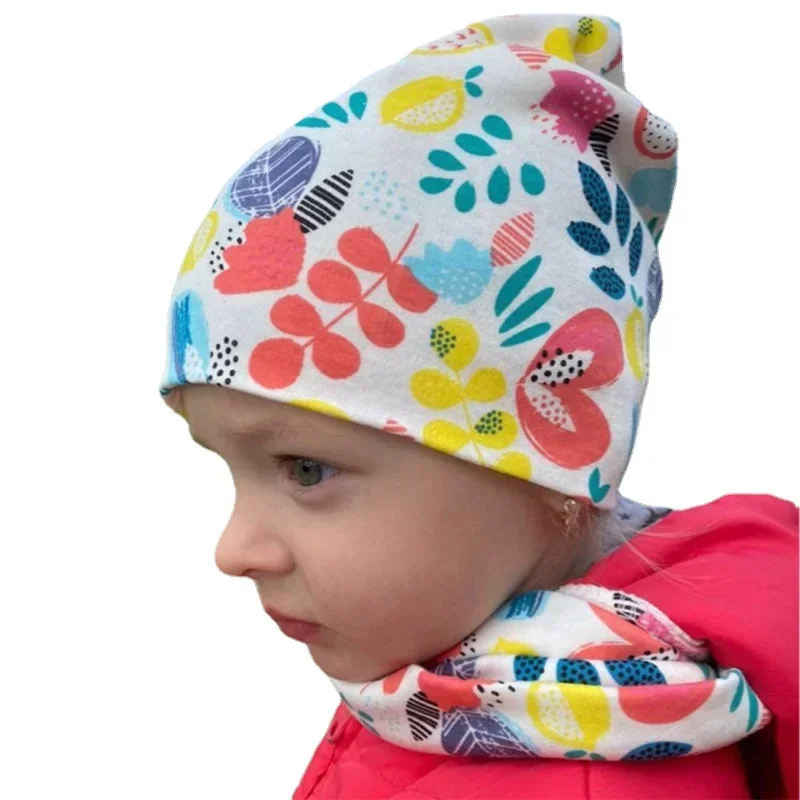 Autumn Winter Girl Baby Hat Cotton Boy Hat Scarf Set Children Beanies Cap Outdoor Warm Newborns Toddlers Caps Kids Head Cover 3