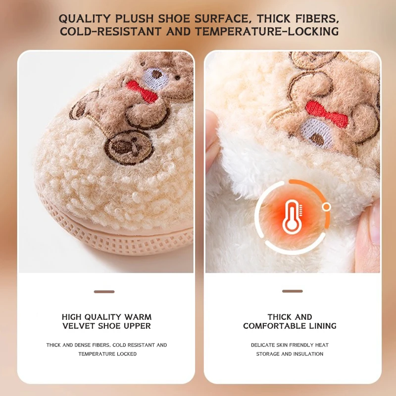 موضة الطفل النعال شتاء دافئ الكرتون الدب جميل داخلي لينة وحيد عدم الانزلاق عنبر السببية المنزل أفخم الأحذية 0-5y الأطفال