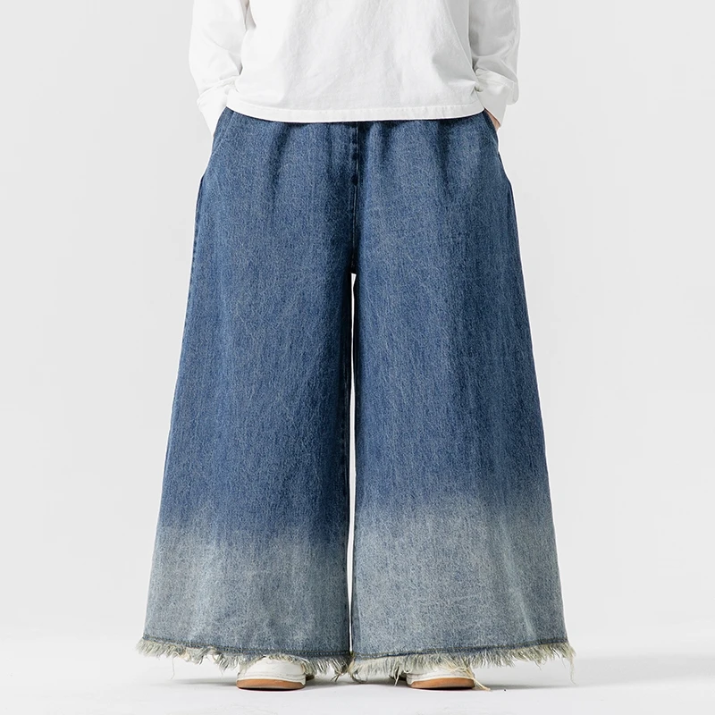 Autumn Winter Men's Denim Wide Leg Pants Hip Hop Loose Straight Jeans Casual Trouser Streetwear Plus Size denim pants denim trousers
