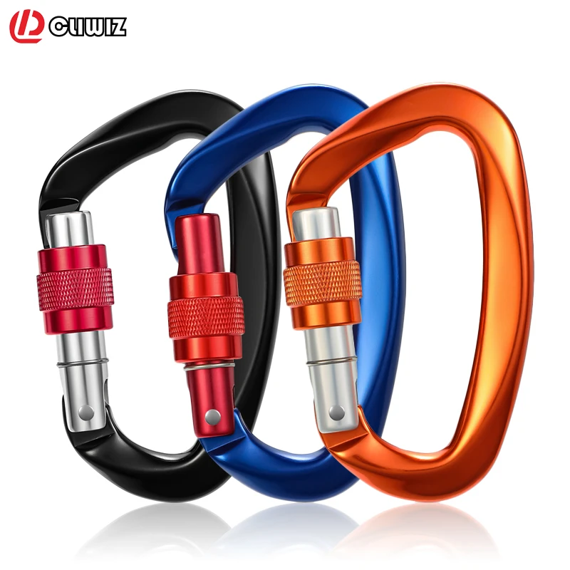 

CLIWIZ Brand 25KN Mountaineering Caving Rock Climbing Screw Lock Carabiner D Shaped Safety Master Buckle Escalade Equipement