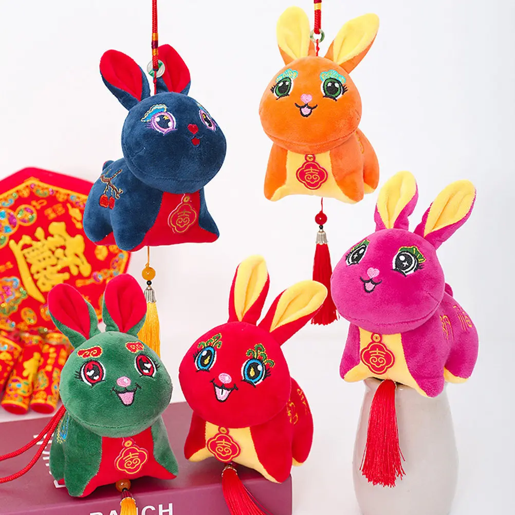 5pcs 어린이를위한 사랑스러운 토끼 인형 토끼 파티 용품 마스코트 장식 데스크탑 선물