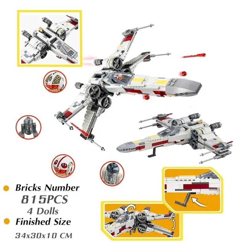 

NEW Hot IN STOCK Fit 75218 Spaceship T-65 Aircraft Fighter Space StarFighter Building Blocks Bricks Toys For Kid Christmas Gift