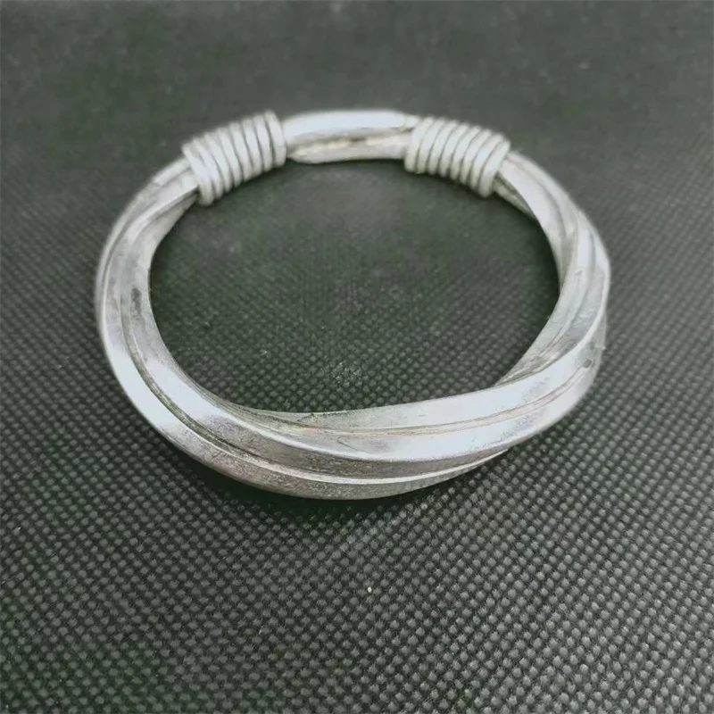 

Jiale/Tibetan Silver Personality Bangles Traditional Ethnic Style Multi-strand Twist Men and Women Fine Jewelry Accessories Gift