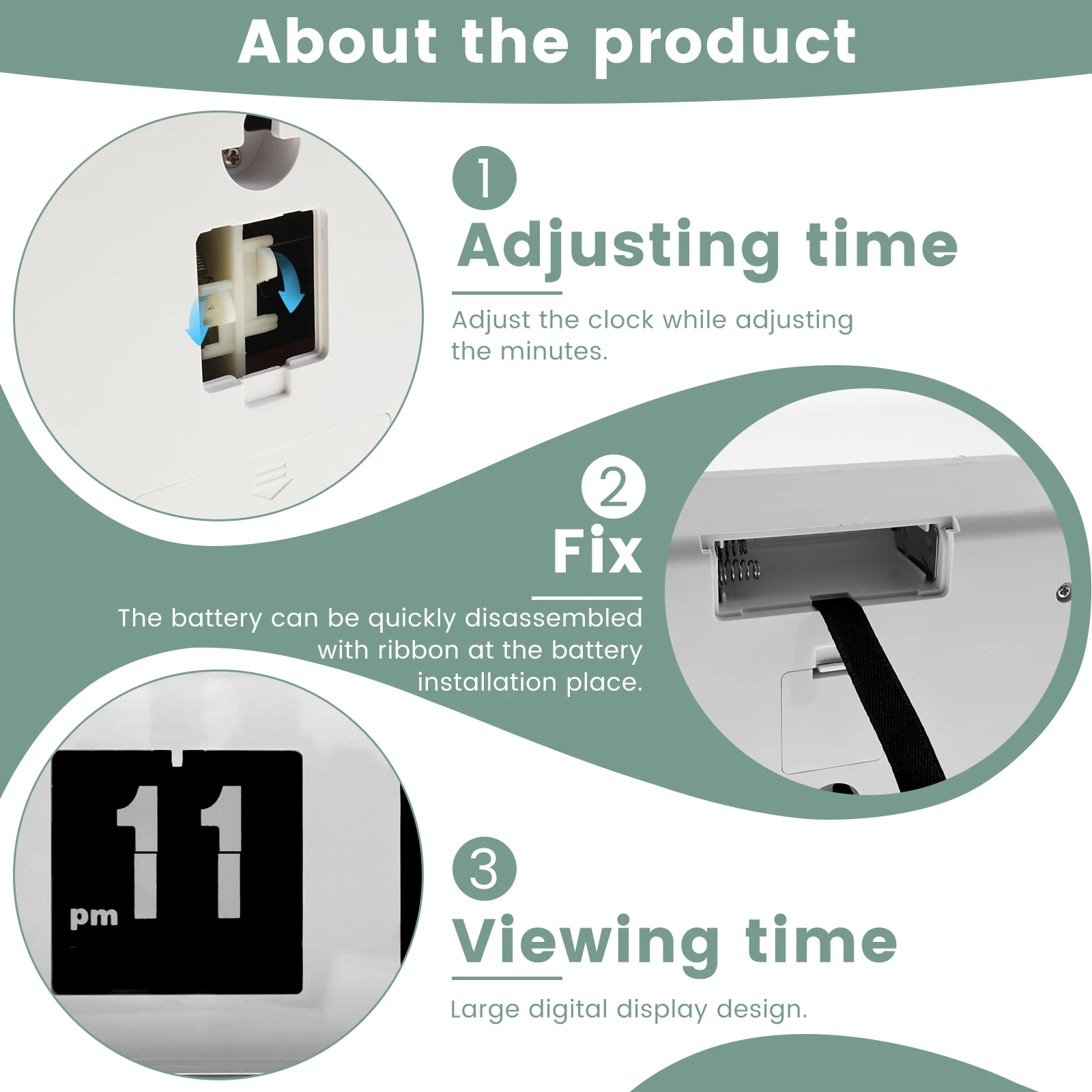 Auto Flip Desk Clock Vintage Table Clock Digital Desk Table Page Down Clocks Battery Operated Wall Mounted Flip Clock for Home