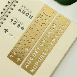 1pc Metal Hollow Straight Ruler Number Letter Pattern Rulers Painting Measuring Template School Stationery Supplies DIY Craft