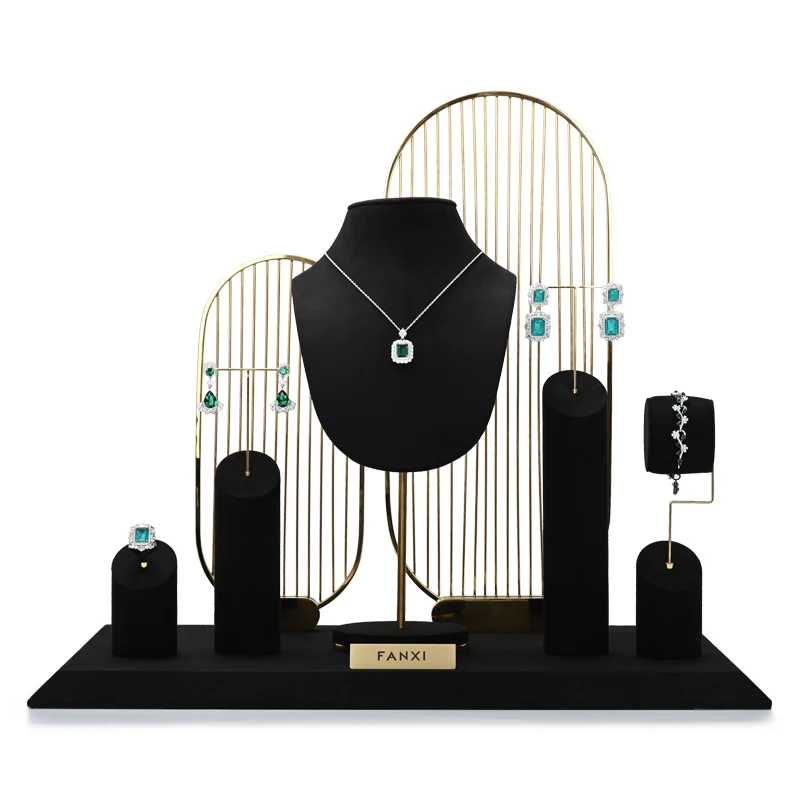 Oirlv Black Jewelry Window Display Set Props with Metal Jewelry Display ...
