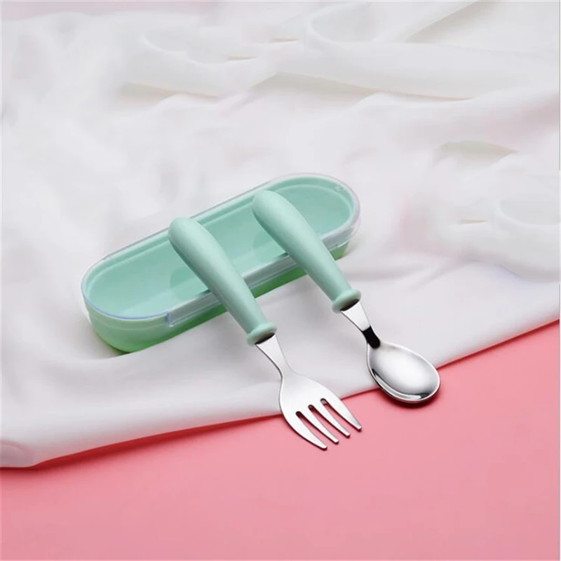 Children's Tableware Stainless Steel Safe Convenient Practical Baby Cutlery Food Feeding Spoon Fork Kid's Utensils baby tableware set