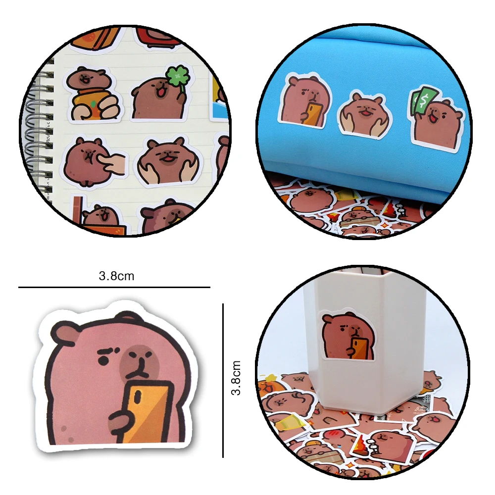 10/50/100pcs Capybaras adesivi cartone animato carino decalcomanie giocattolo cancelleria chitarra telefono bicicletta laptop bagagli auto graffiti adesivo per bambini - Image 2