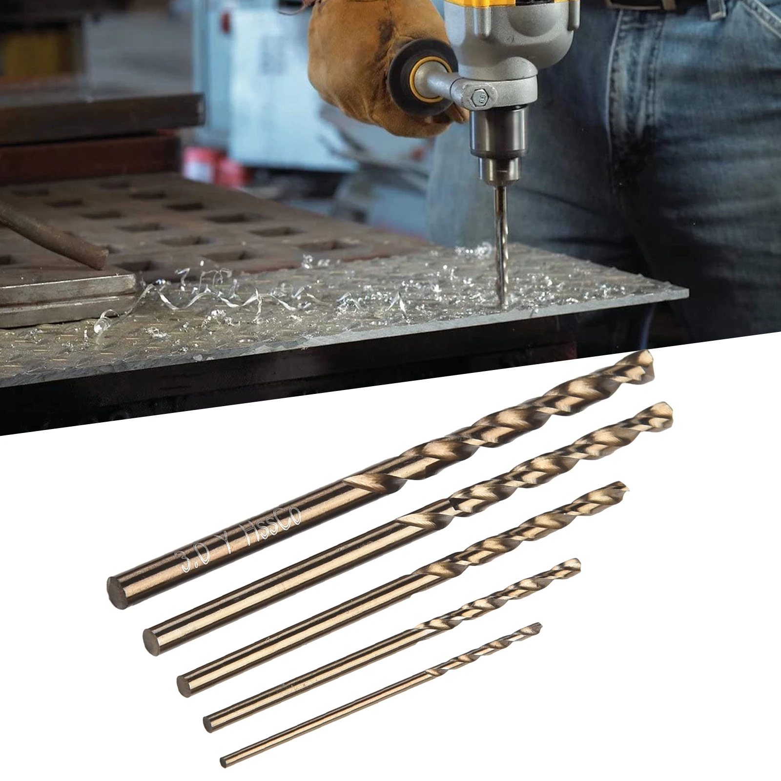 

5pcs HSS M35 Cobalt Drill Bit for Stainless Steel Precision Work Auger Type Material with Superior Heat Resistance