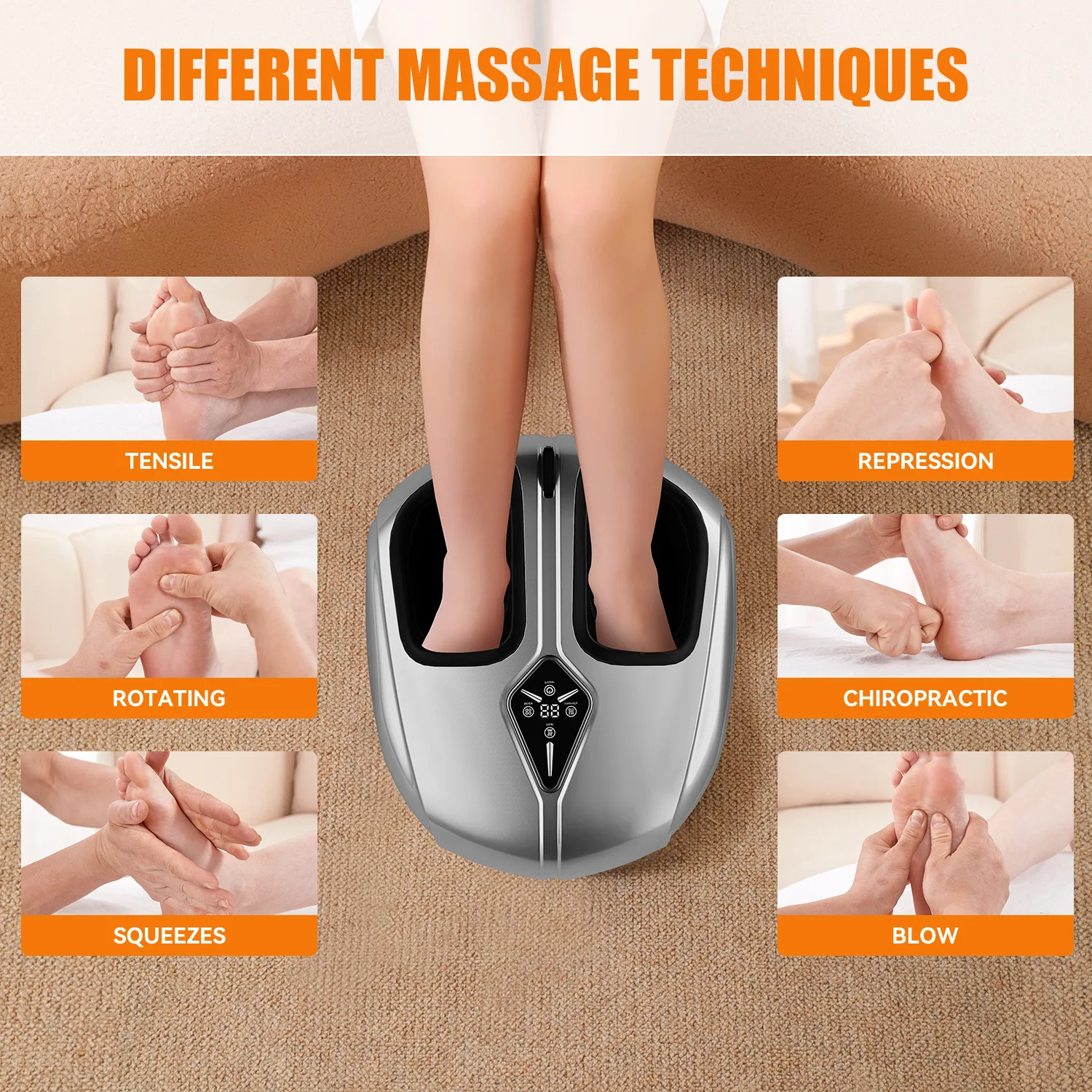Electric Foot Massager with Heat and Air Compression for Relief