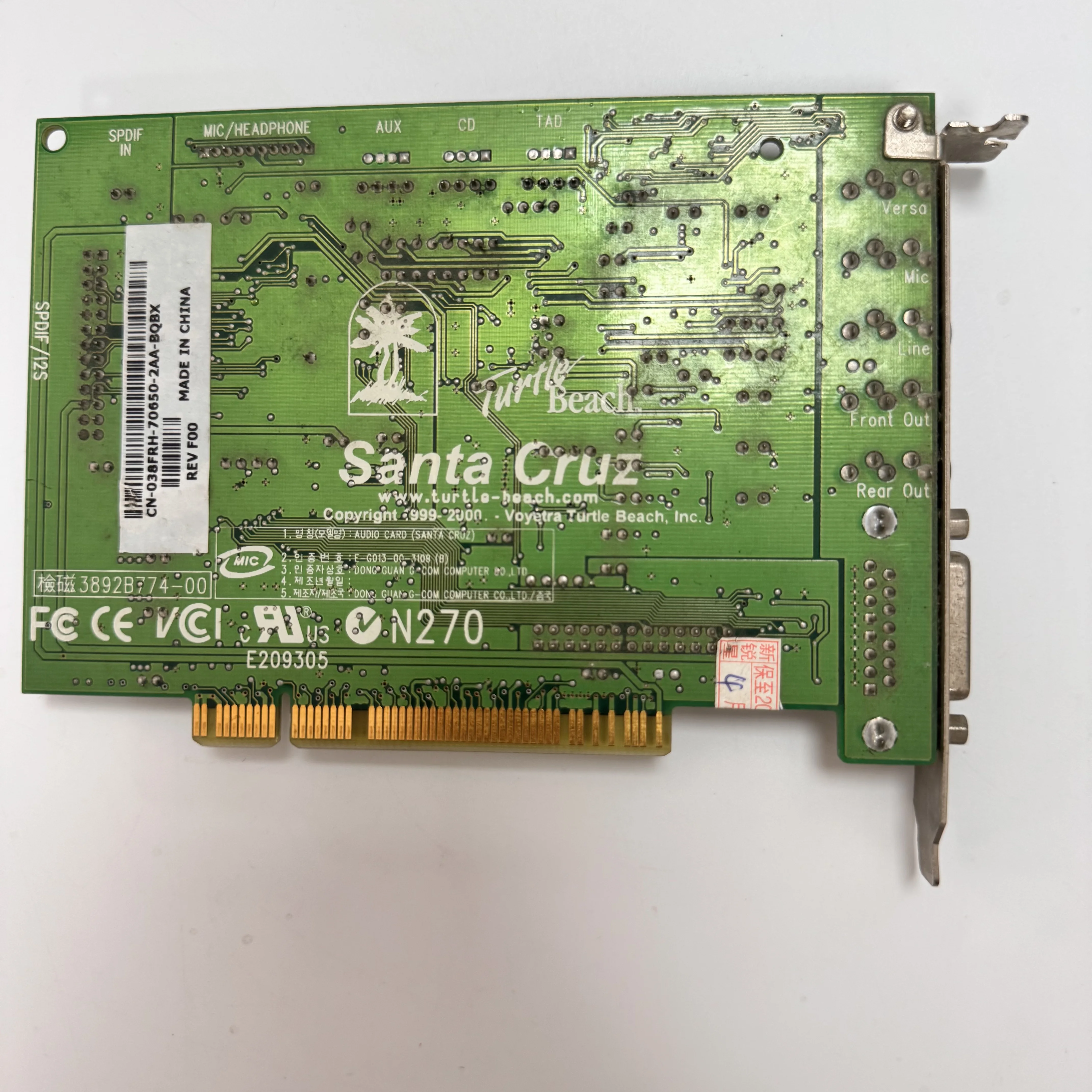 상태 좋은 중고 터틀비치 산타크루즈 CS4630 PCI 사운드 카드 DAC/ADC 가성비 좋은 데스크탑 사운드 카드