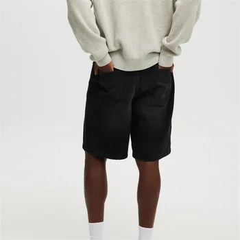 Men s Vintage Washed Denim Shorts with Relaxed Fit and High Waist for a Stylish Summer Look 3