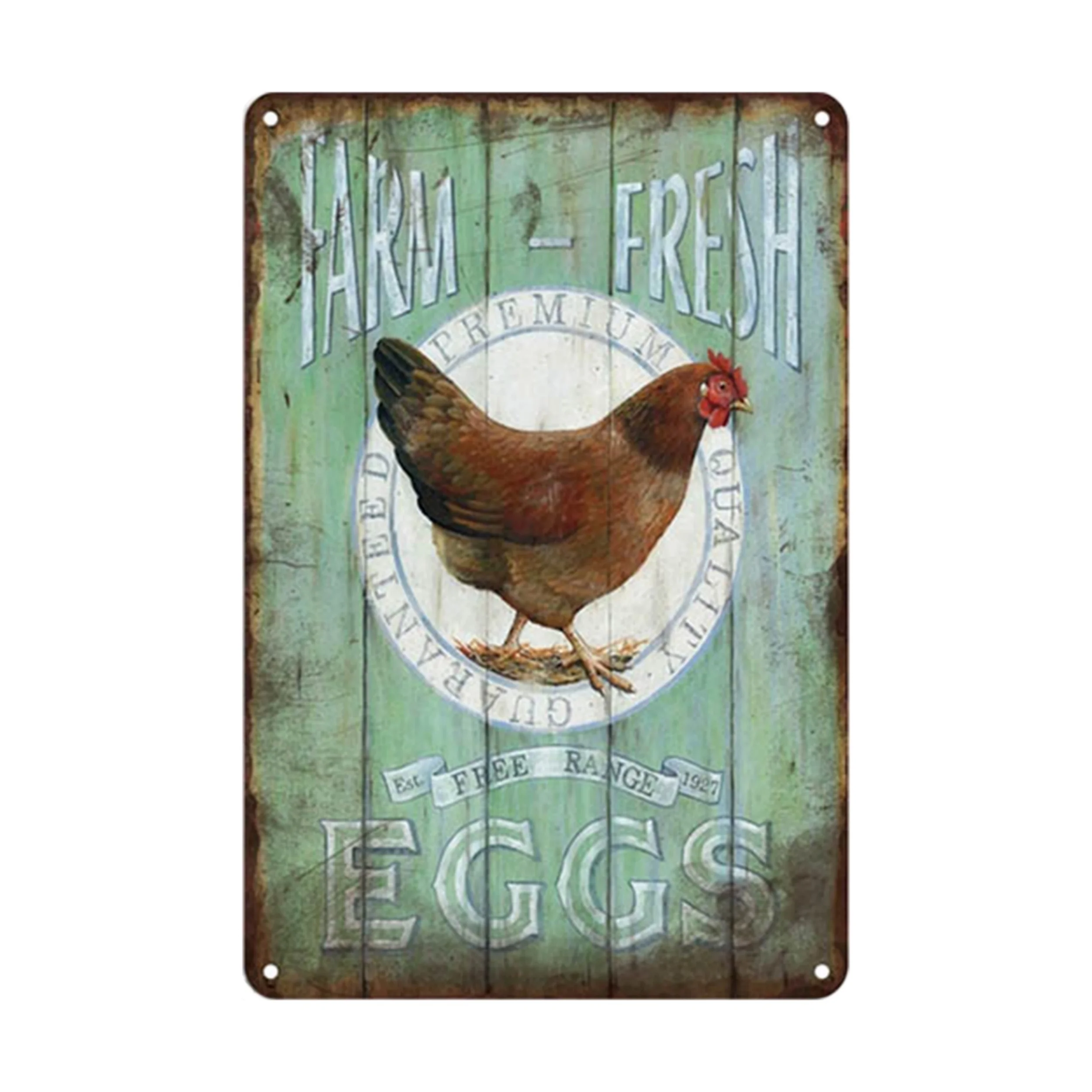 

"Farm Fresh Eggs" Tin Sign, Retro Vintage Metal Tin/Aluminum Sign Poster With Artworks, Primitive Farmhouse Chicken/Duck Coop