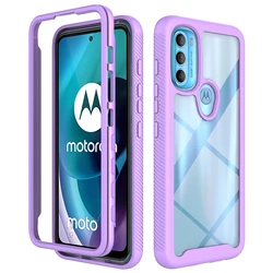 Enhanced Shockproof Transparent Armor Back Cover with Dual - Layer Protection for Motorola Moto G51 5G (Purple)