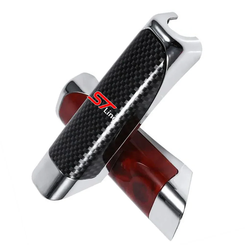 1pcs Car Handbrake Grip Carbon Fiber Anti-slip Protect Cover Decor For FORD ST Line Focus x 2 3 FIESTA Explorer Car Accessories hand brake cover