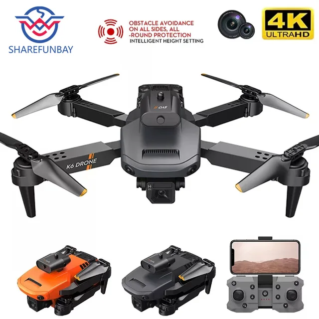 2022 NEW K6 Mini Drone 4k Profesional HD Camera Fpv WiFi Drones With Obstacle Avoidance Rc Helicopter Folding Quadcopter Toys 1