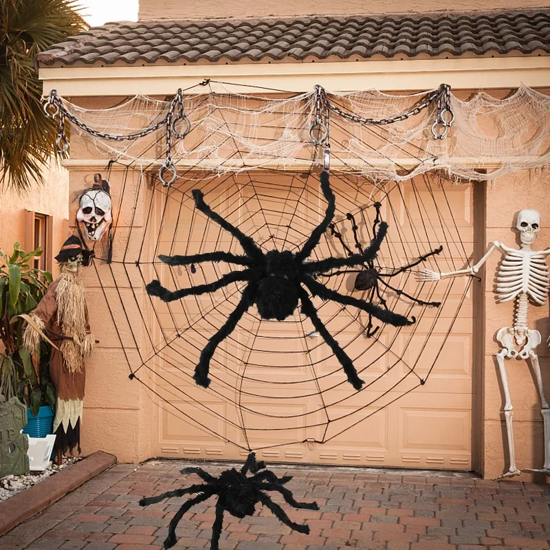 150/250 cm Schwarz Weiß Halloween Spinnennetz Riesiges Dehnbares Spinnennetz Für Home Bar Dekor Spukhaus Halloween Party Dekoration – Detail 4