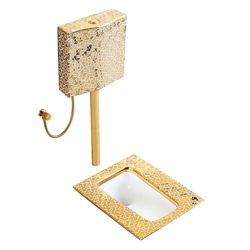 Y Toilet golden toilet flush water tank set with deodorant and rear drainage squatting pan
