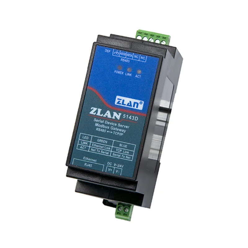 

DIN-rail RS485 Serial Port To Ethernet Converter Server Device ZLAN5143D Support Modbus RTU to TCP
