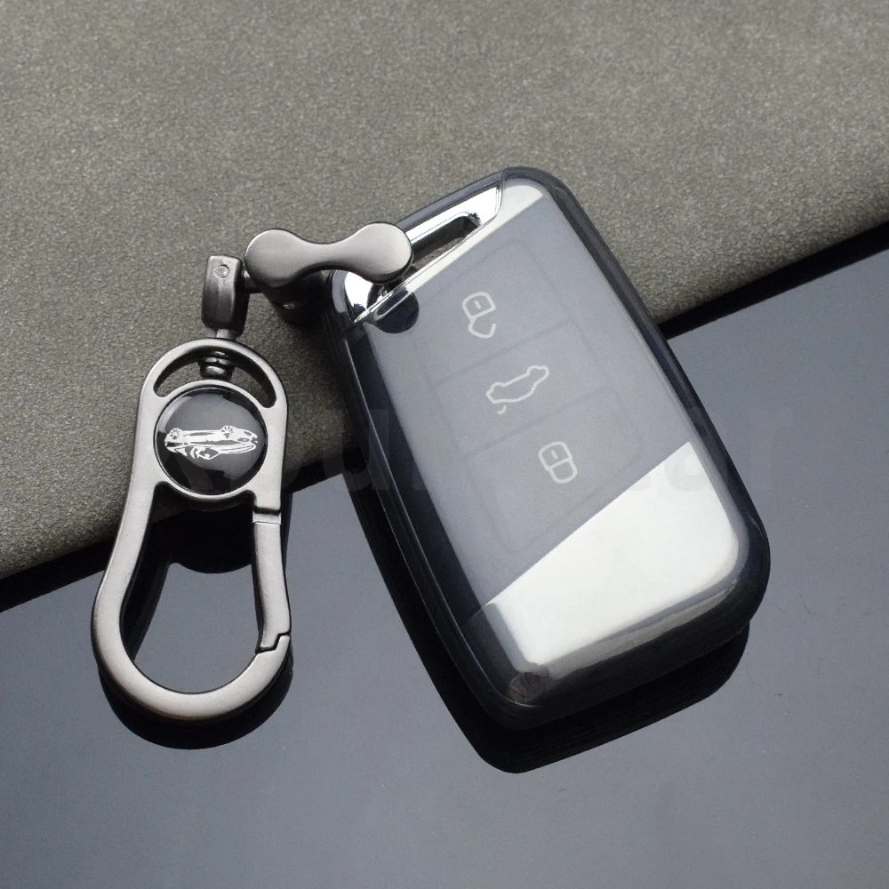 Transparent TPU Car Key Case Cover with Keychain Accessories