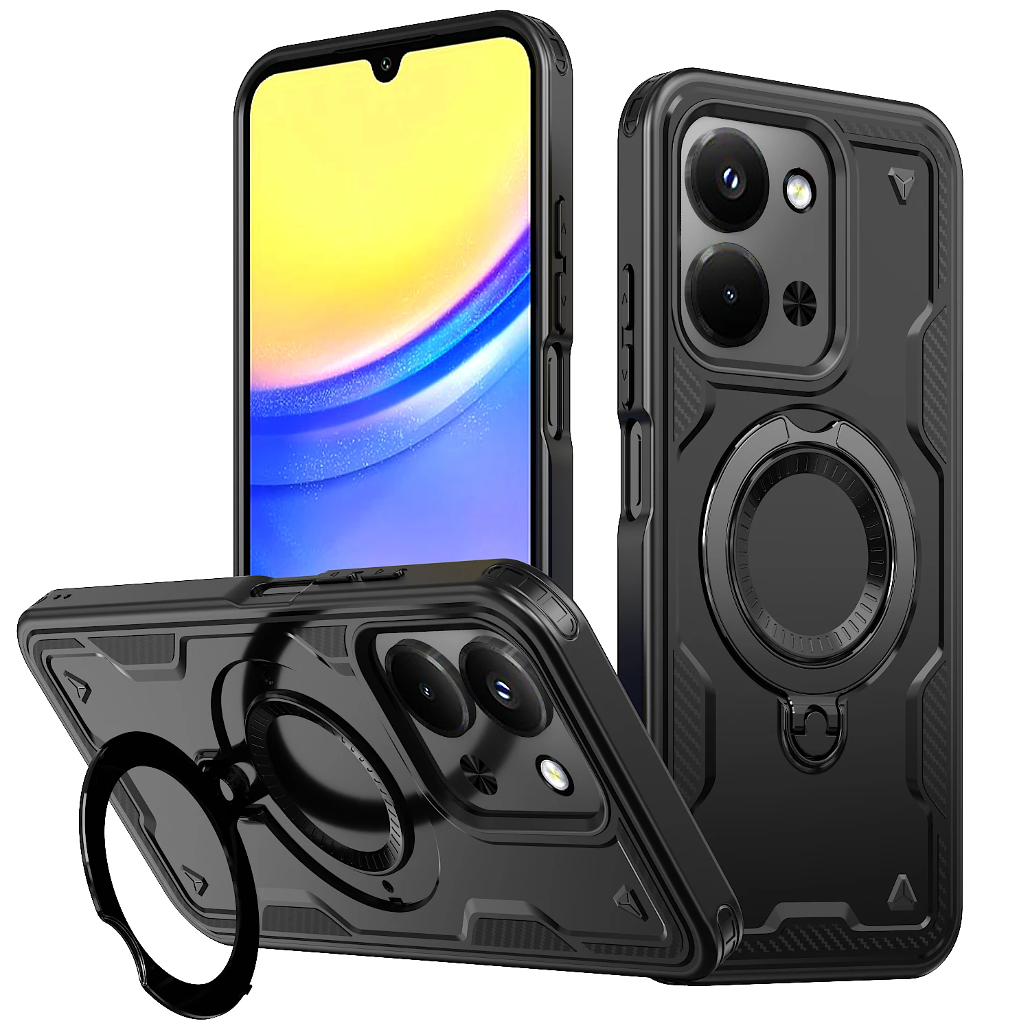 Enhanced Armor Shockproof Case with 360° Rotating Magnetic Stand