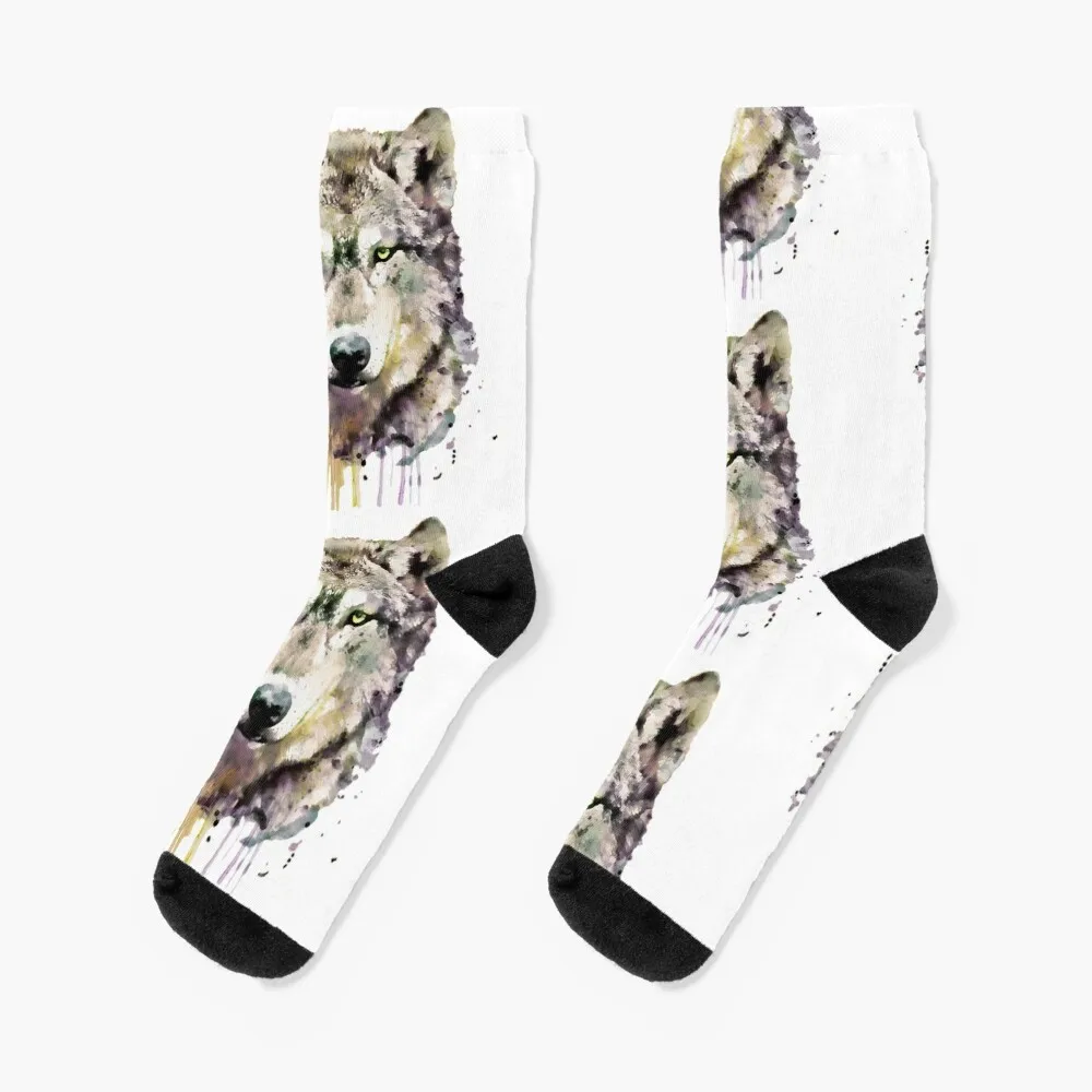 Watercolor realistic wolf head Socks funny gifts summer valentine gift ideas Men Socks Luxury Brand Women's