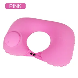Compact Air Inflatable Neck Support Pillow for Travel & Comfort (U shape - Pink)