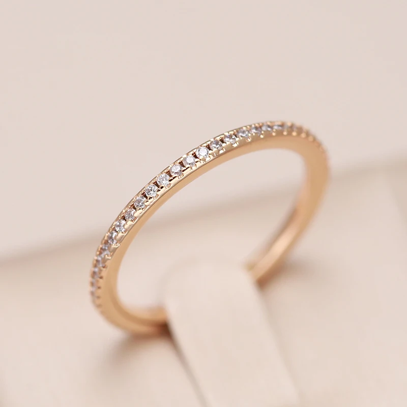 

Kinel New Arrivals 585 Rose Gold Single Row Micro-wax Inlay Natural Zircon Rings Women Wedding Party Trendy Fine Jewelry