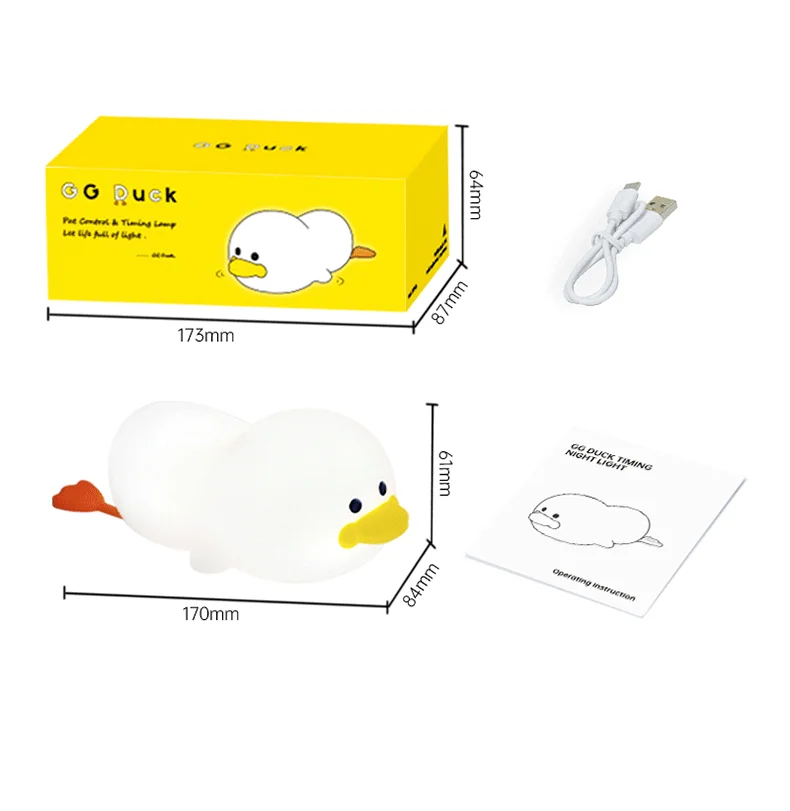 Conduziu a Lâmpada da Noite dos Desenhos Sensor de Toque Cabeceira para o Presente do Miúdo Pato Bonito Animados Silicone Recarregável Dormir Luz Temporização Quarto Lâmpada Usb 1 Computers & Electronics