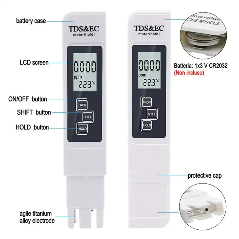 Professional 3 In 1 Tester Water Meter TDS EC Temperature Meter Digital LCD Water Testing Pen Purity Filter Quality