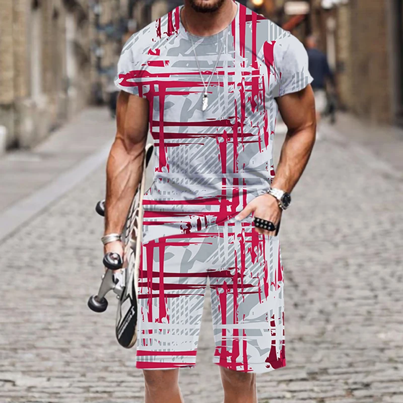 

Men's T-shirt Set Sportswear 2022 New Short Sleeve Street Hip-hop Casual Beach Harajuku O Neck 3D Printed Funny Summer Tops