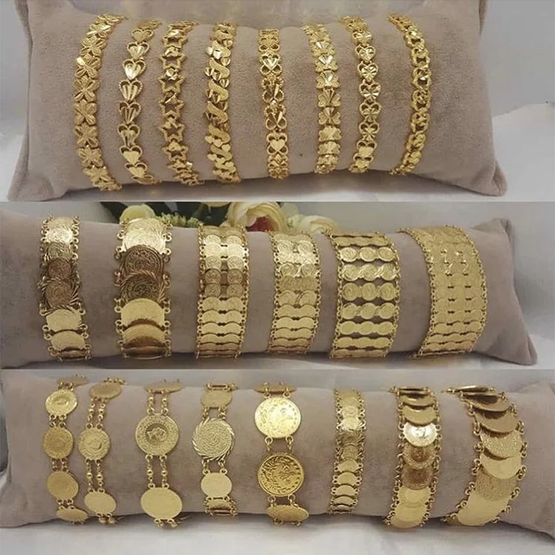 Bracelet Jewelry Herseygold Copper Bracelet Turkish Middle East Jewelry Arab Coins Gold Plated Chain Bracelet Mulism Bridal Bangle Bracelets
