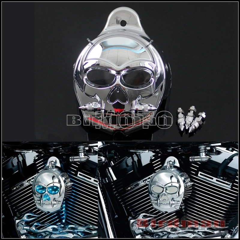 

Motorcycle Accessories Chrome Skull Zombie Horn Cover For Harley Softail Dyna Sportster Touring Flasher Stock Cowbell Horn Guard