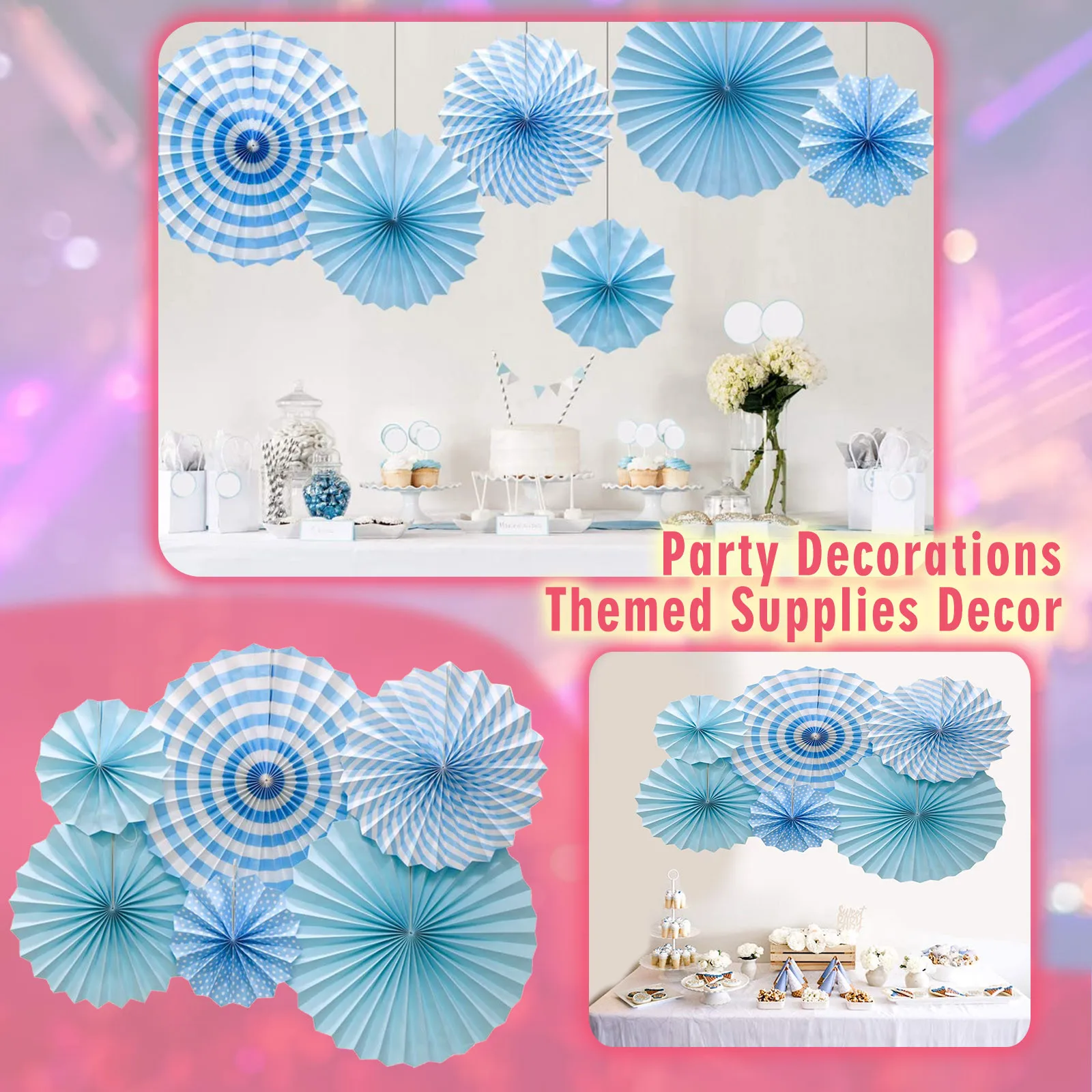 Ladies Night Party Decorations And Hanging Paper Fans Party Set Silver  Round Pattern Paper Garlands Mantel Decorations Party - AliExpress
