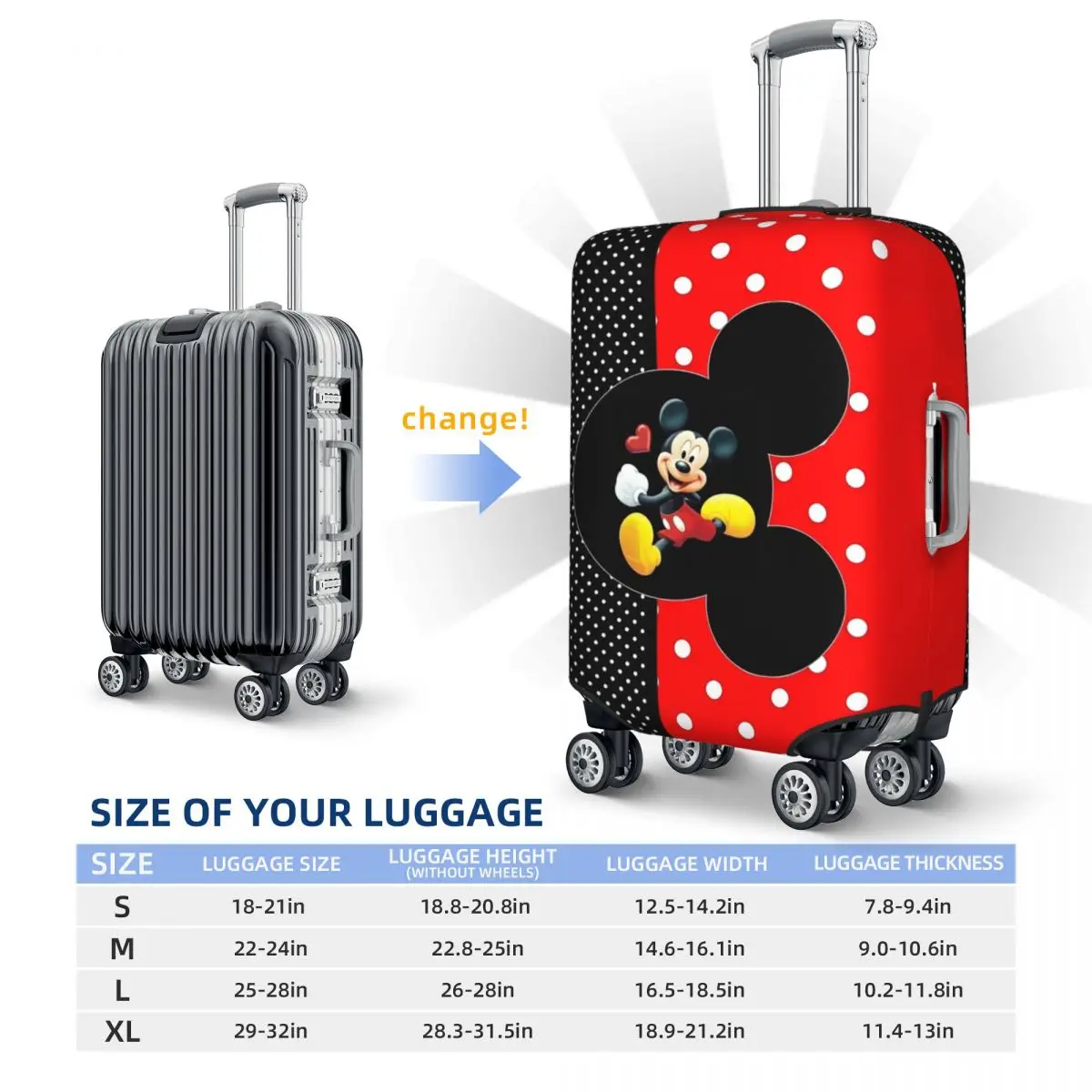 Mickey Mouse Print Suitcase Cover Customized Travel Vacation Elastic Luggage Case Protector 5