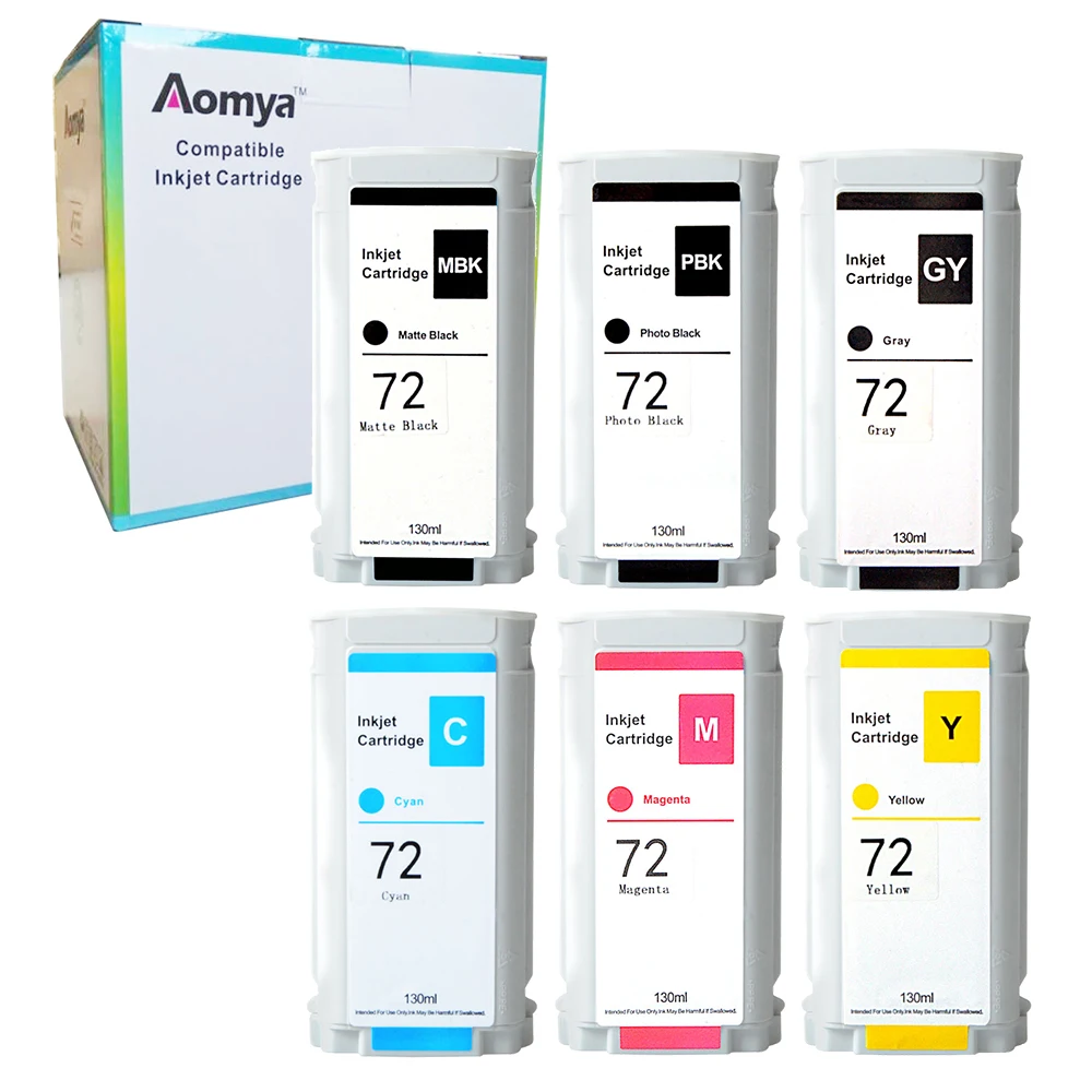 

Compatible for HP 72 Full Ink Cartridge for HP Designjet T610 T620 T770 T790 T795 T1100 T1120 T1200 T1300 (PBK C M Y GY MBK)