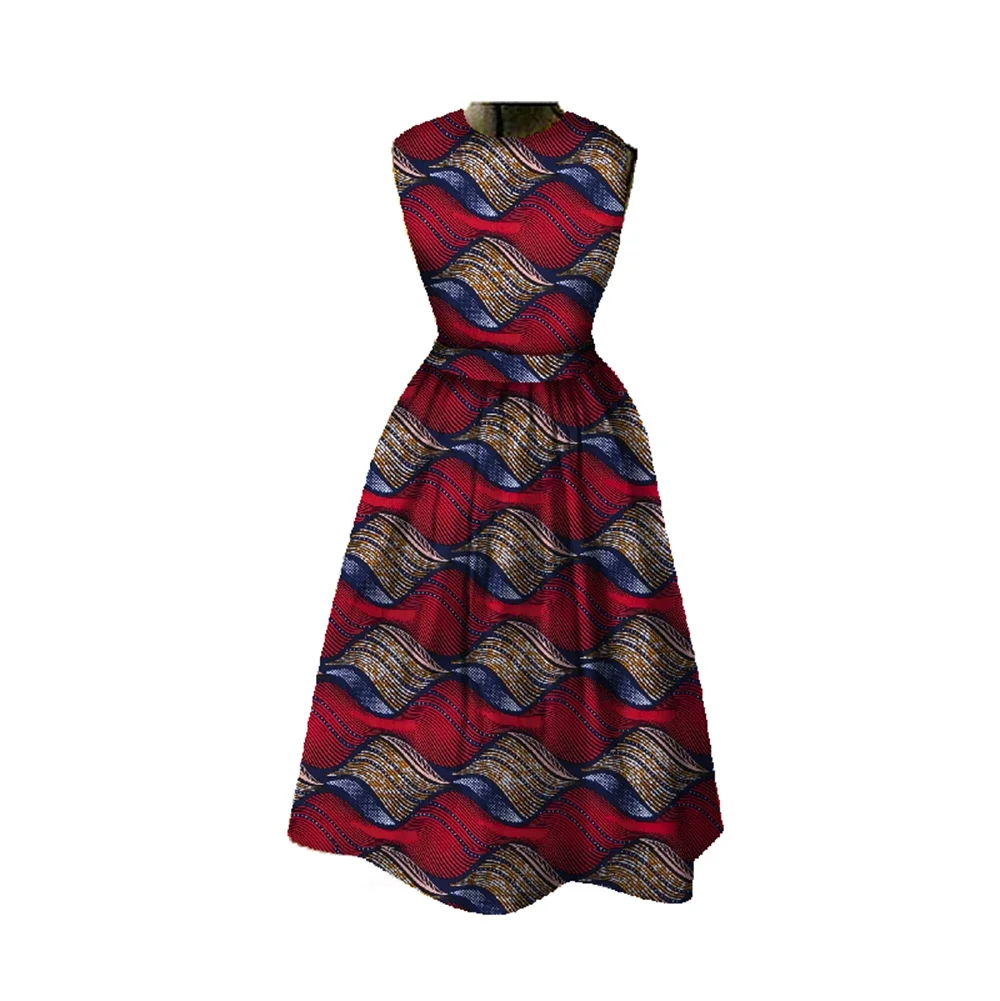 Bintarealwax Africa Dresses for Women Dashiki Midi Length African Print Dresses Bazin Riche Plus Size Women Dress WY348