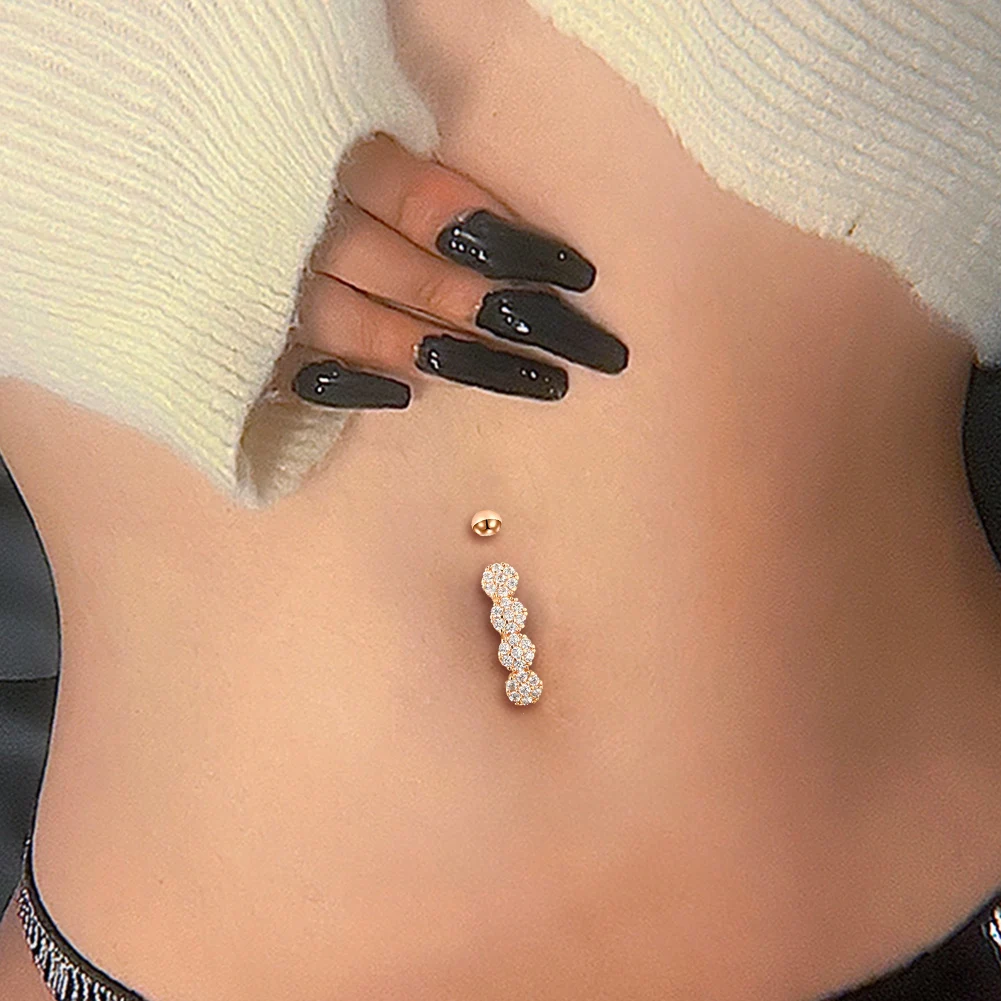 1PC Crystal Belly Button Rings Navel Ring Reversed Bar CZ Zircon