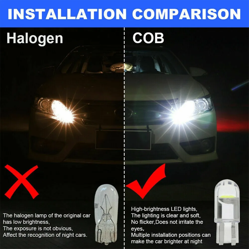 

Light Bulb T10 COB Light Bulbs Equipment LED Lights Attachments Map Map Light T10 For W5W 168 Approx. 24x9x8 Mm