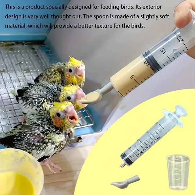 4pcs-Parrot and bird feeding syringe set, with soft spoon, precision manual feeding tool, durable and easy to use 4