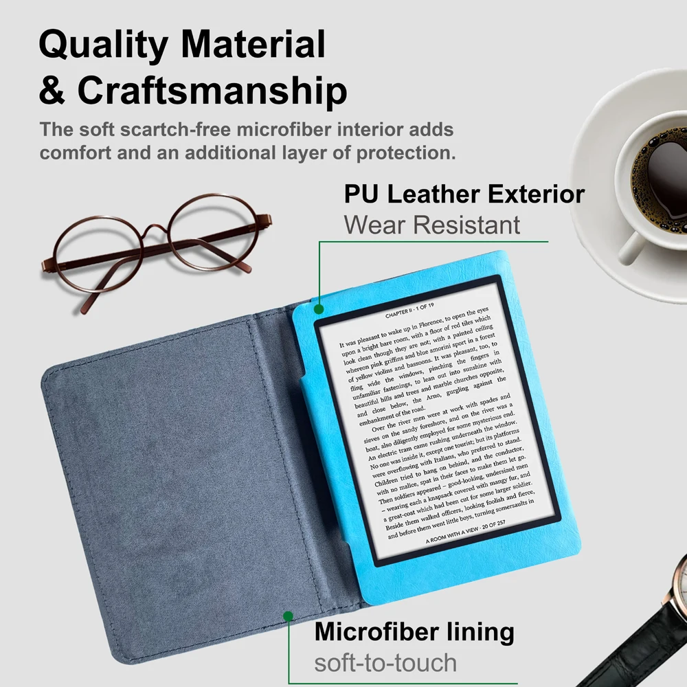 Flip Case for Kobo Glo ebook Reader Leather Cover Model N613 Protective Case with Magnet Closure Auto Sleep Gift Screen Film ereader case ereader cover